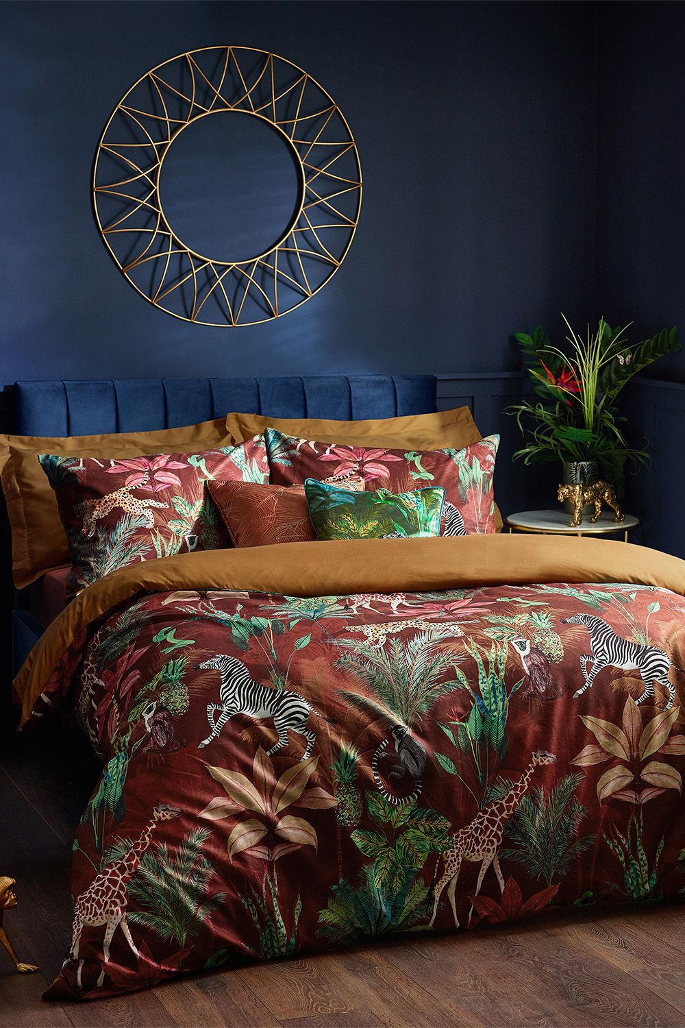 Wylder Aranya Exotic Animal Velvet Duvet Cover Set in Orange