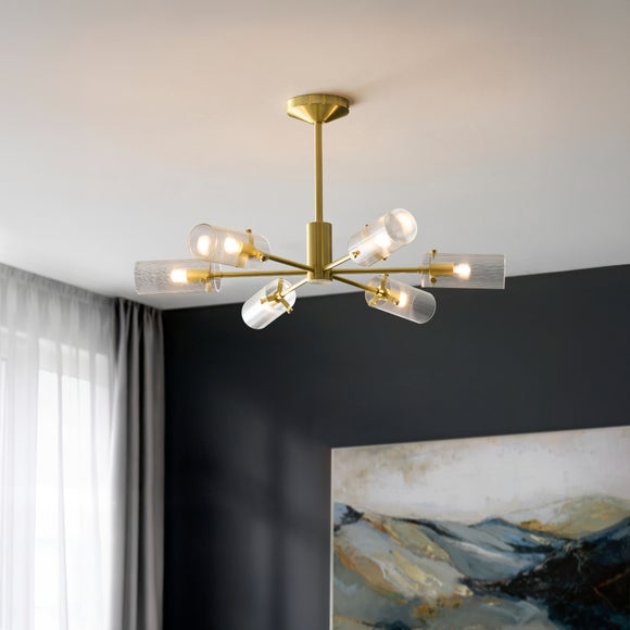 Sterling Ribbed 6 Light Semi Flush Ceiling Light