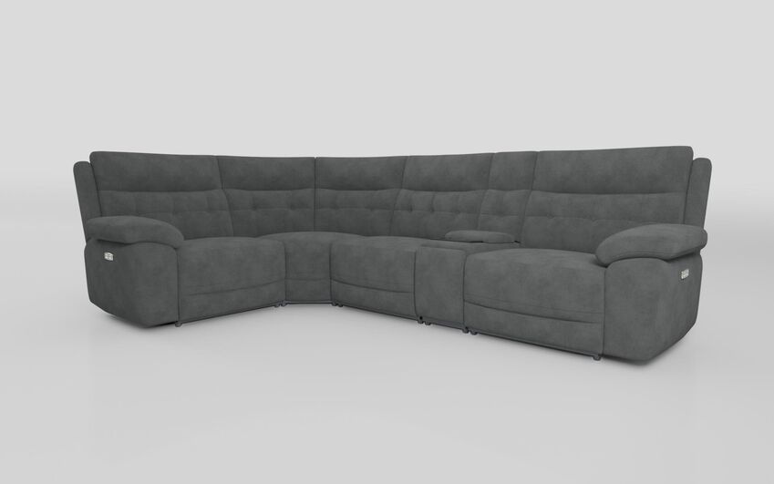 Grey Fabric Belford 1 Corner 3 Sofa with Media Console