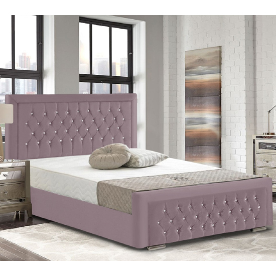 Lajatico Plush Velvet Upholstered Super King Size Bed In Pink