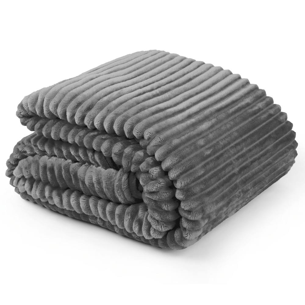 New Edge Blinds Dahlia Fleece Throw in Charcoal