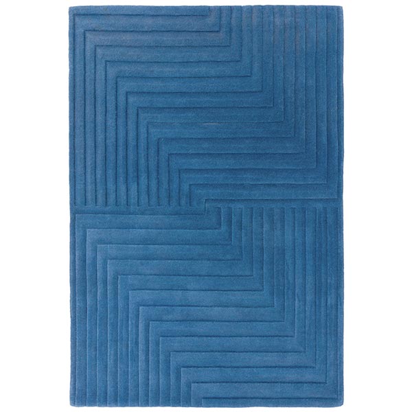 Form Rug In Blue - 100% Wool - Hand Tufted - 20mm Pile - Measuring: W120 x D170cm