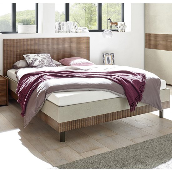 Civica Double Bed In Serigraphed Dark Walnut And Clay Effect