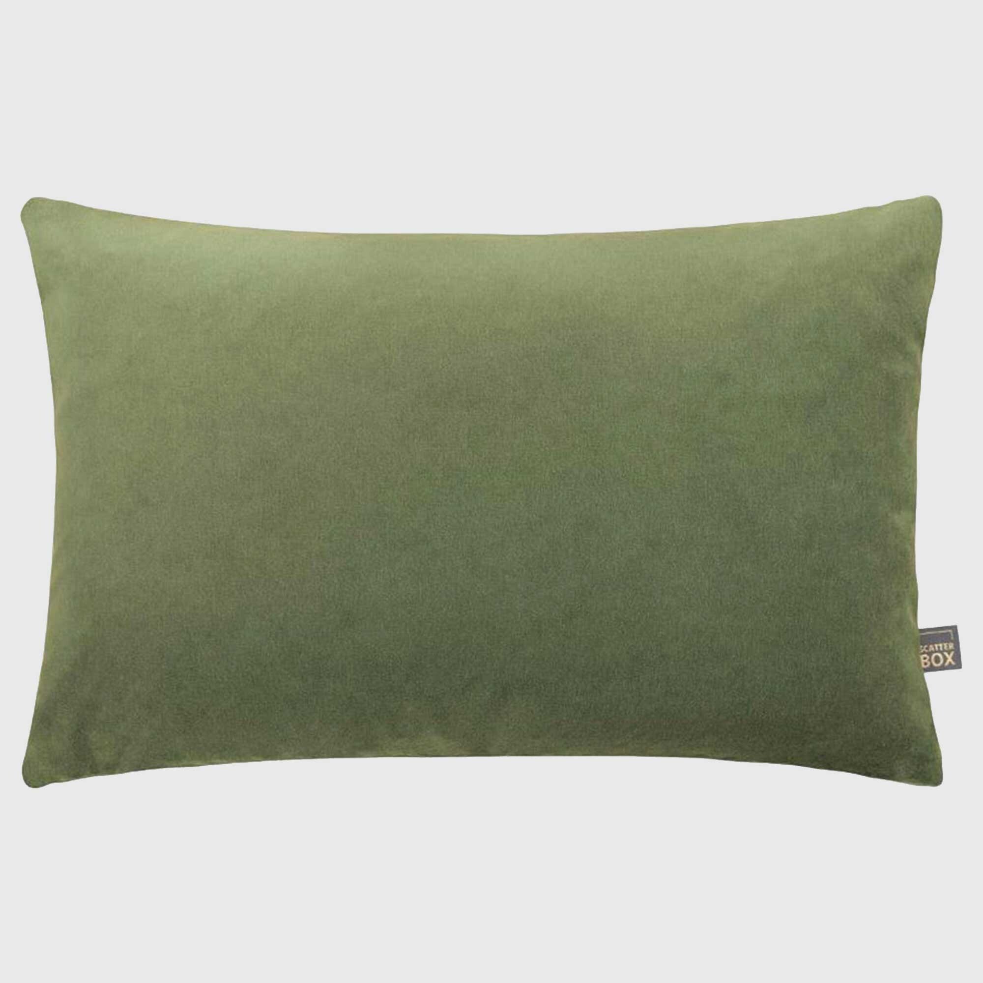 Plush Green Velvet Rectangular Cushion, Square | Barker & Stonehouse