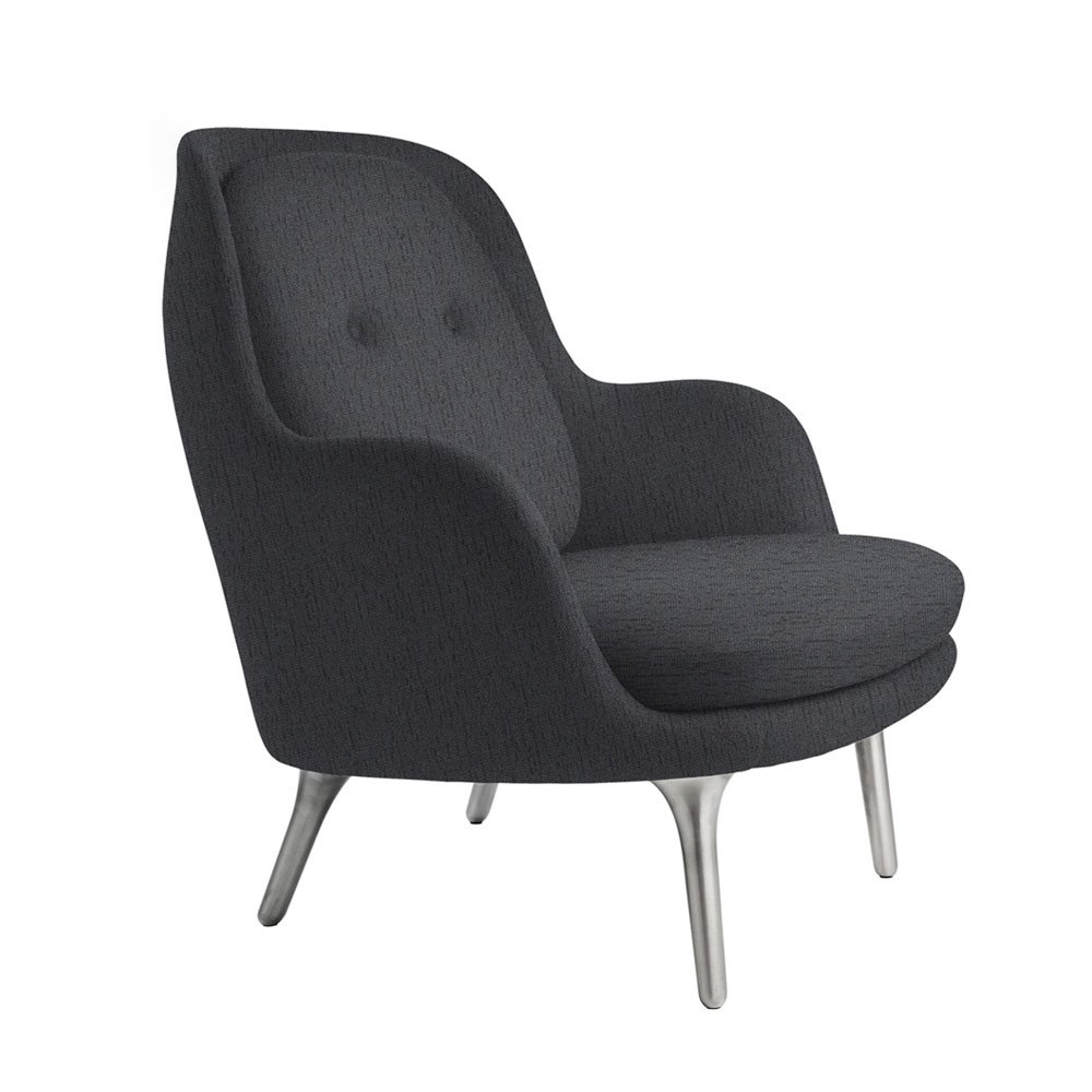 Fritz Hansen Fri Lounge Chair Dark Grey Fabric Aluminium Legs