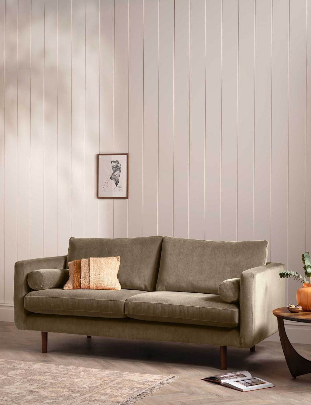BARKER AND STONEHOUSE Moore Chenille Large 3 Seater Sofa Light Grey