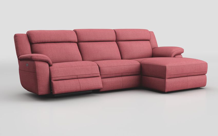Pink Fabric Sarsina 3 Seater Sofa Left Hand Facing Power & Right Hand Facing Lounger