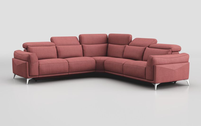 Pink Fabric Gattolino 2 Corner 2 Static Sofa with Manual Head Tilt