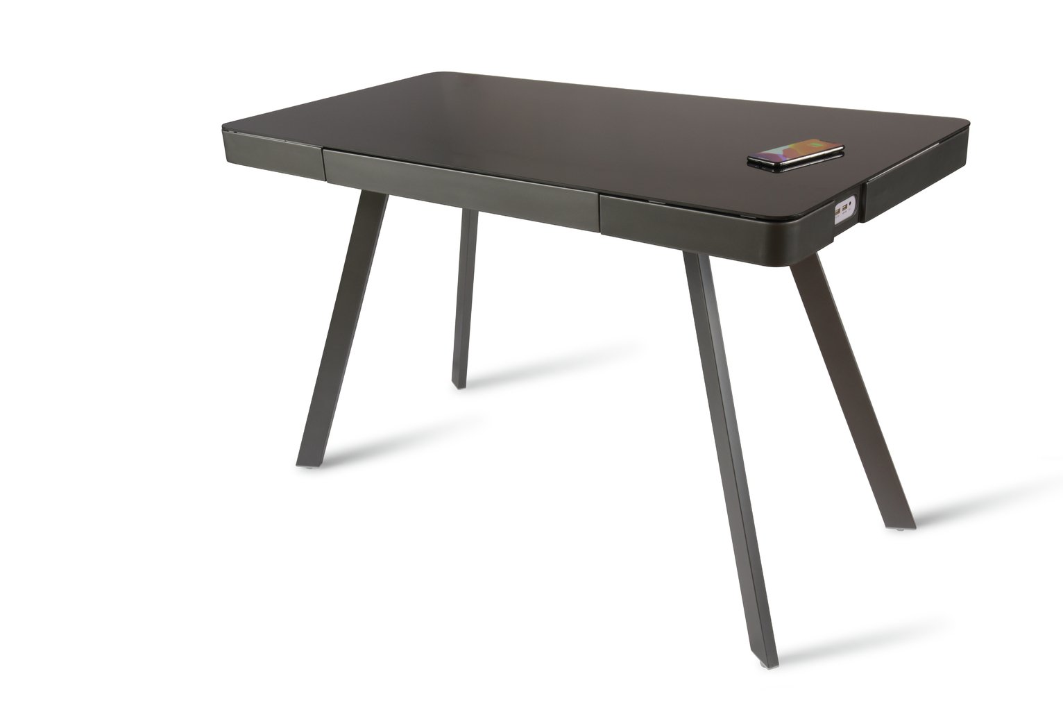 Koble Silas Wireless Charging Glass Desk - Charcoal