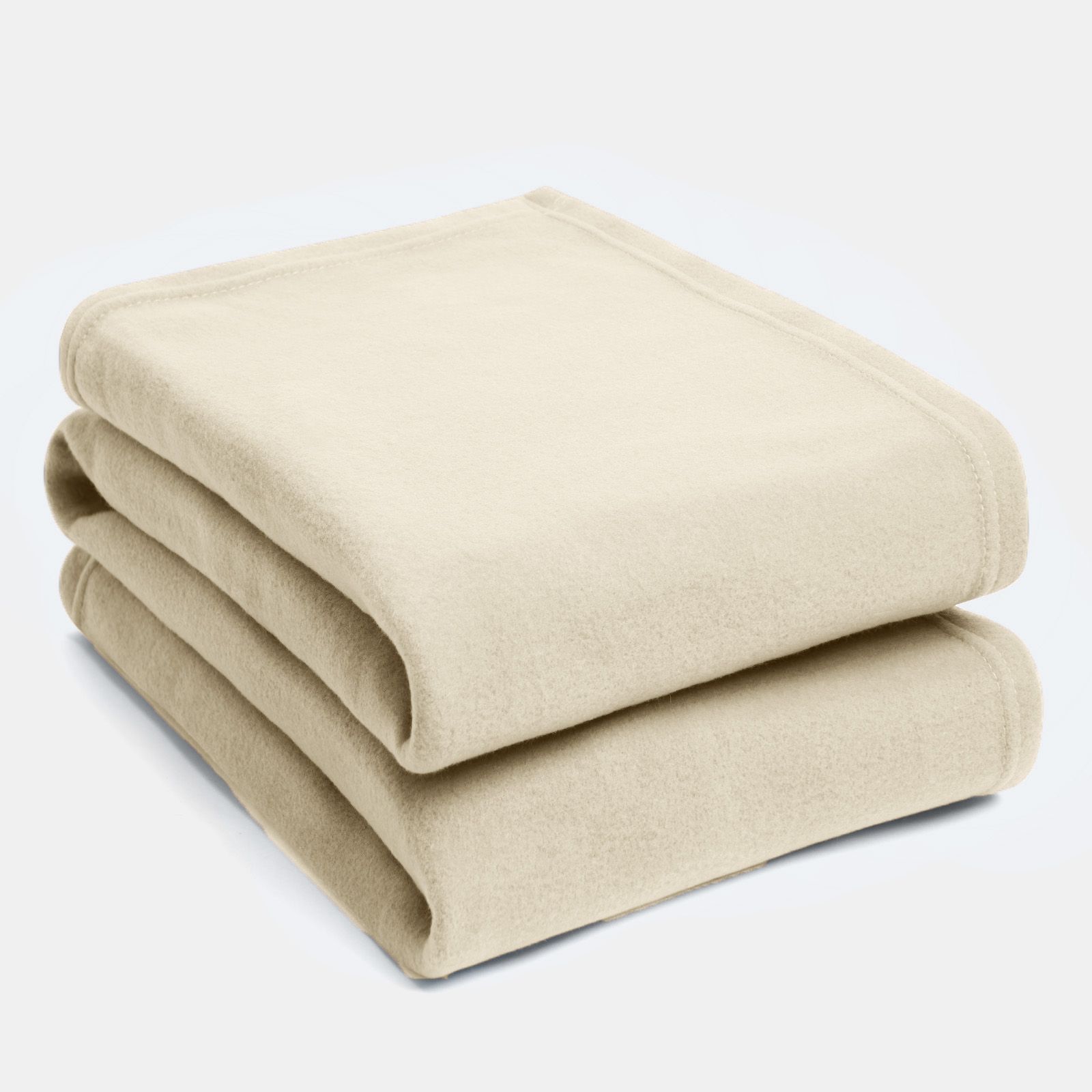 OHS Warm Plain Fleece Throw Over Bed Blanket in Cream