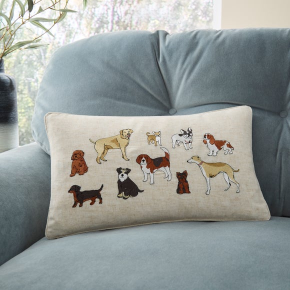 Embroidered Dog Rectangle Cushion