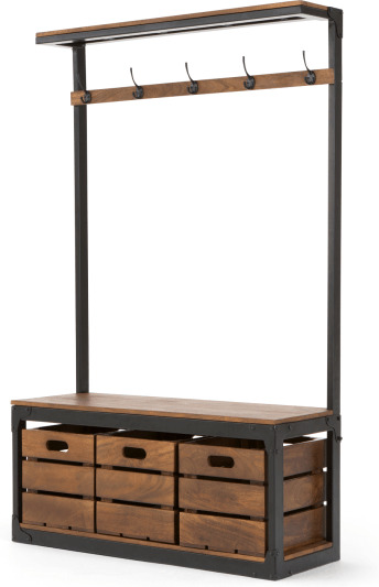 Layne Large Hall Stand, Black & Mango Wood