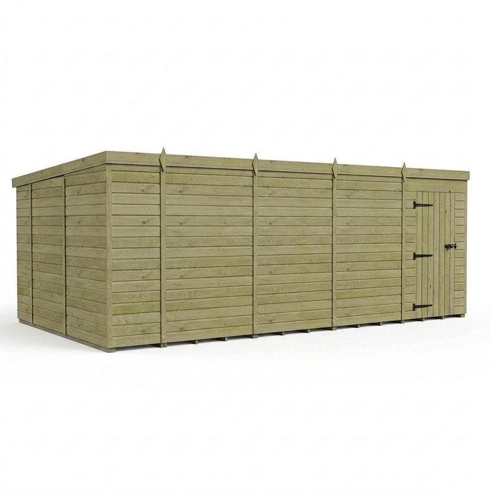 Buttercup Farm 18ft x 10ft Pent Garden Shed Single Door No Windows - Timber in Brown