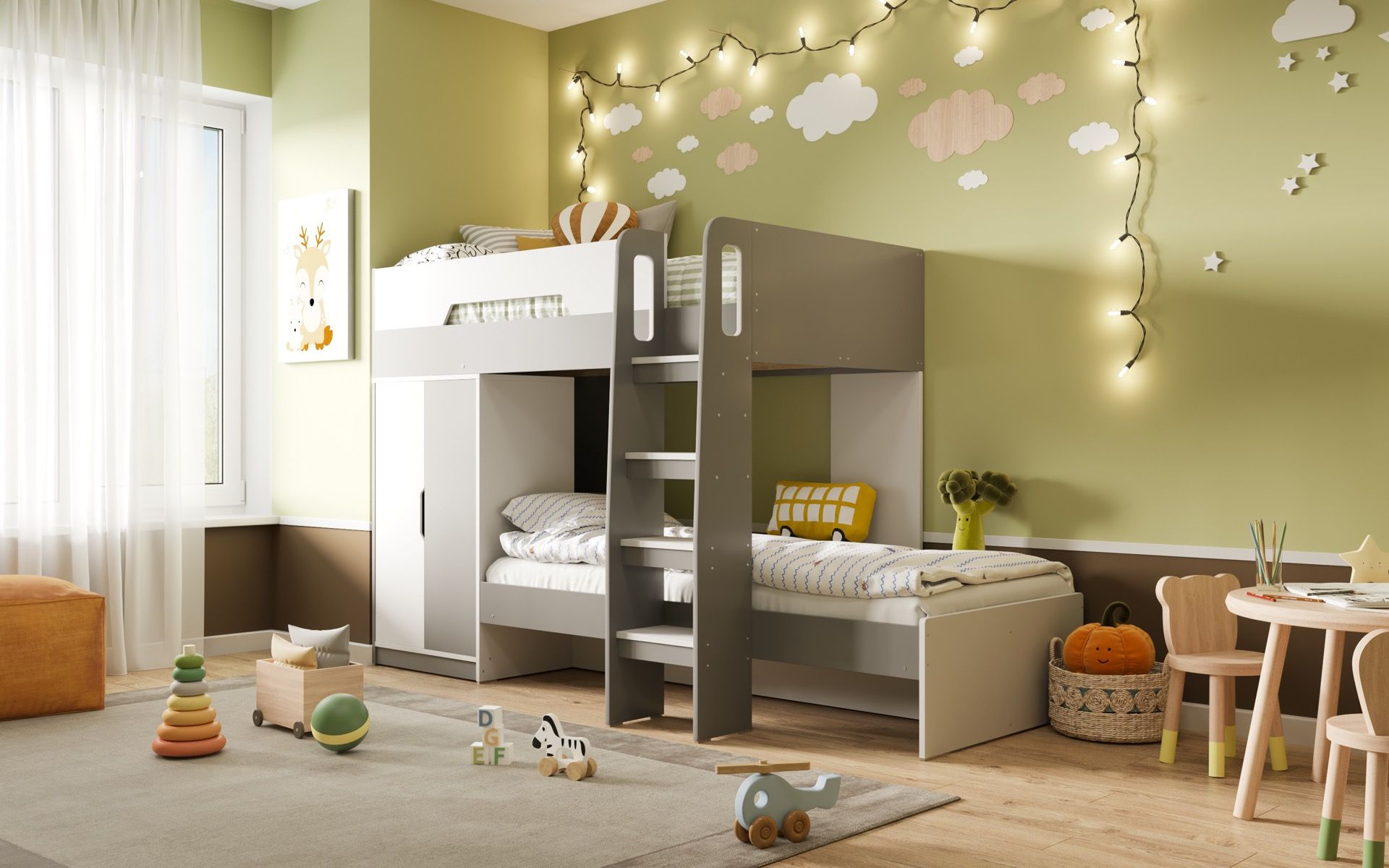 Flair Benito Bunk Bed with Wardrobe in White