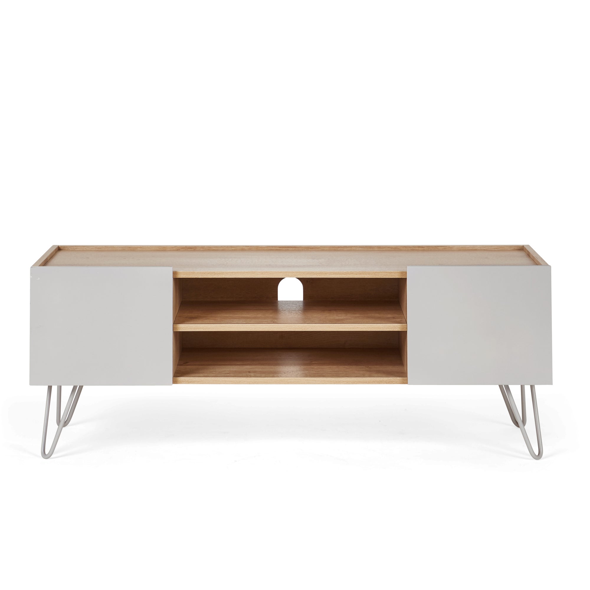 Penelope Dove Grey Hairpin TV Stand Grey and Brown