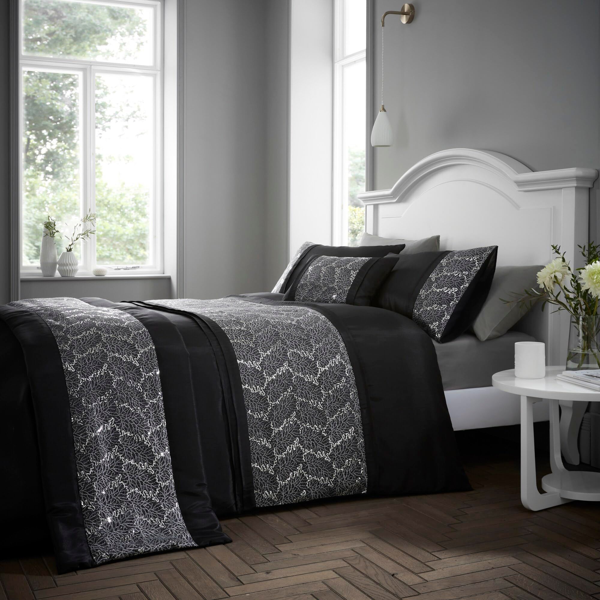 Portfolio Home Rouen Duvet Cover Set in Black