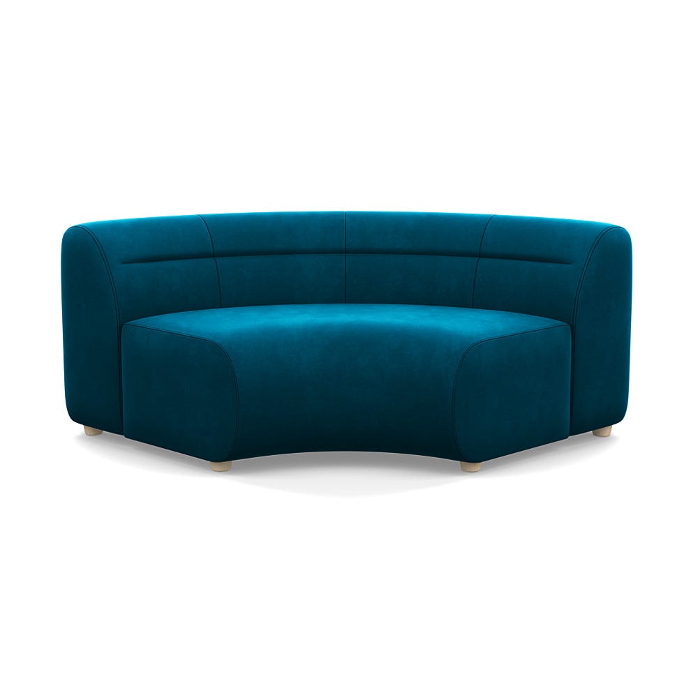 Heal's Lilli Curved Corner Unit Module Velvet Teal Natural Beech Feet