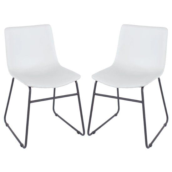 Arturo Grey PU Dining Chairs With Black Metal Legs In Pair