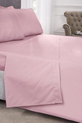 New Edge Blinds Percale Collection 180 Thread Count Percale Flat Sheet in Pink