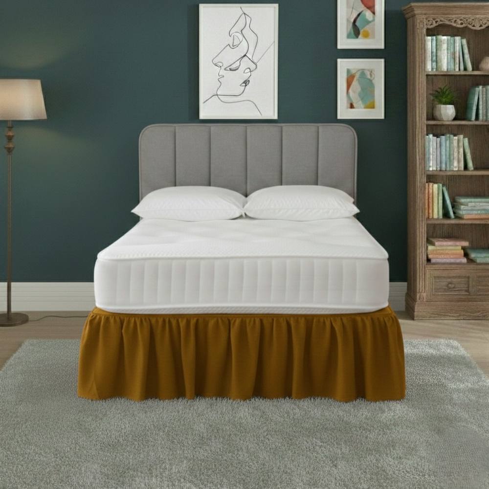 Snug City Base Valance Polycotton Sheet for Divan Beds Easy Care Bed Base Cover in Mustard