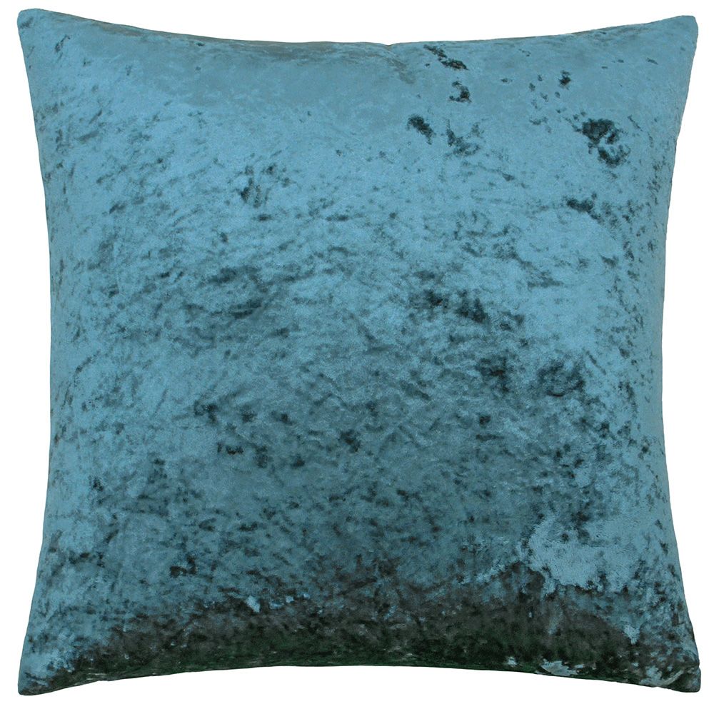 Paoletti Verona Crushed Velvet Sqaure Polyester Filled Cushion in Teal