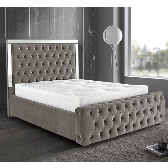 Eastcote Plush Velvet Mirrored Single Bed In Silver