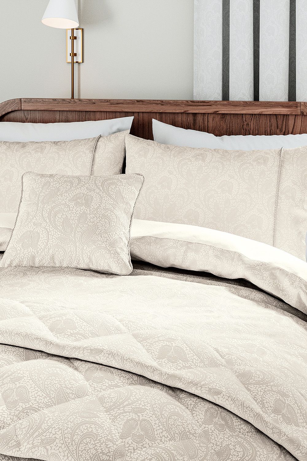 1951 'Ashleigh' Jacquard Duvet Cover Set in Natural 2