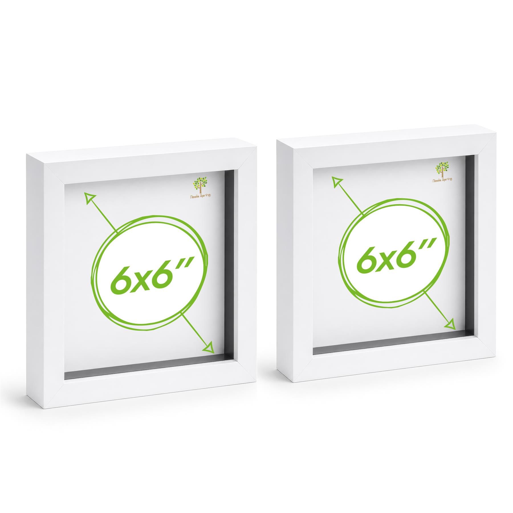 Nicola Spring 3D Box Photo Frames - 6" x 6" - Pack of 2 in White