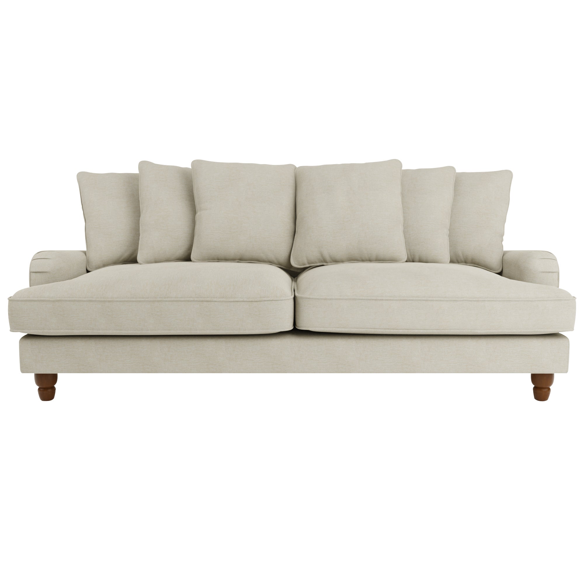 Beatrice Scatter Back Fabric 4 Seater Sofa Brown