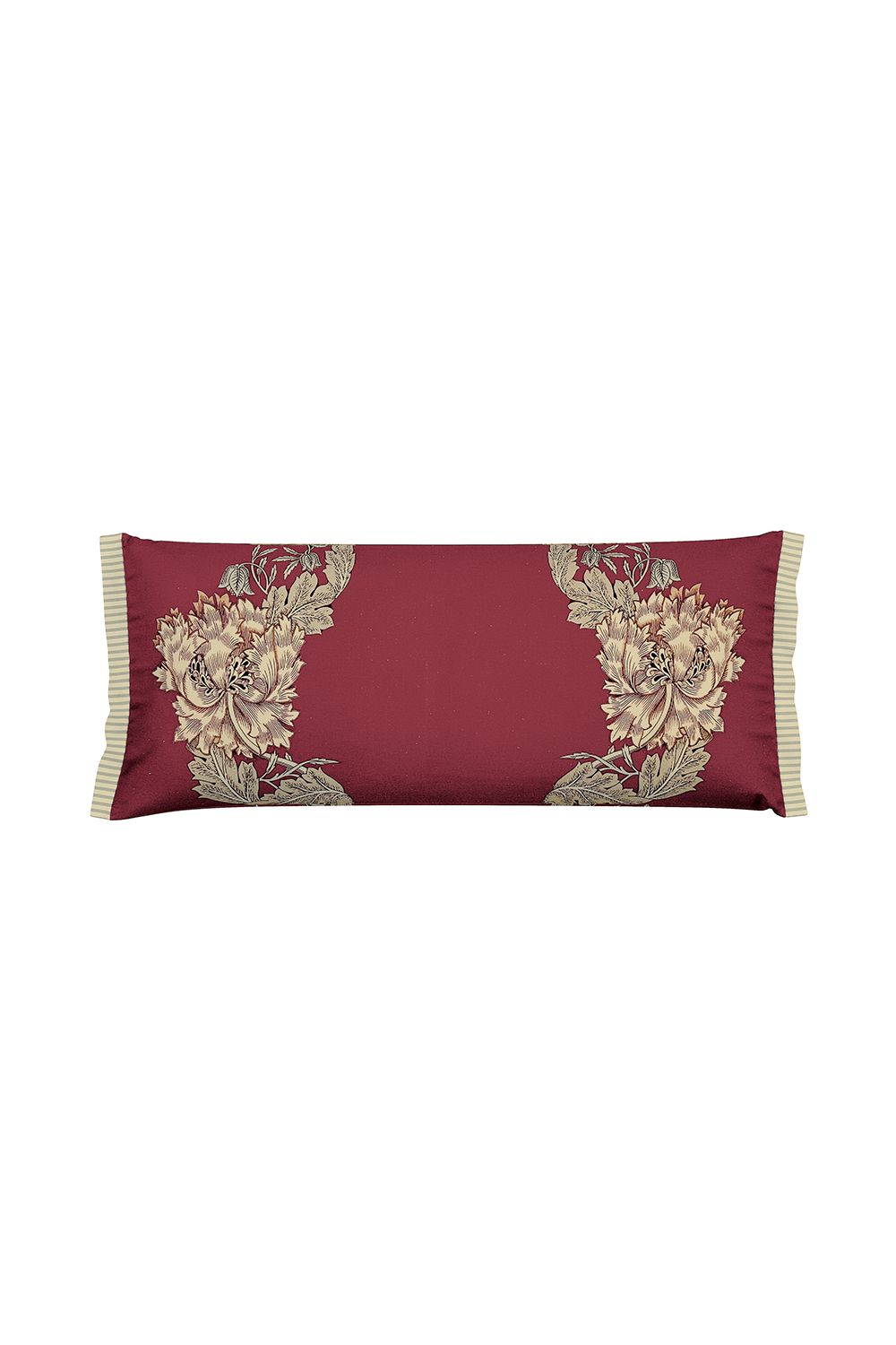 Morris & Co 'Honeysuckle & Tulip' Cotton Cushion in Dark Red