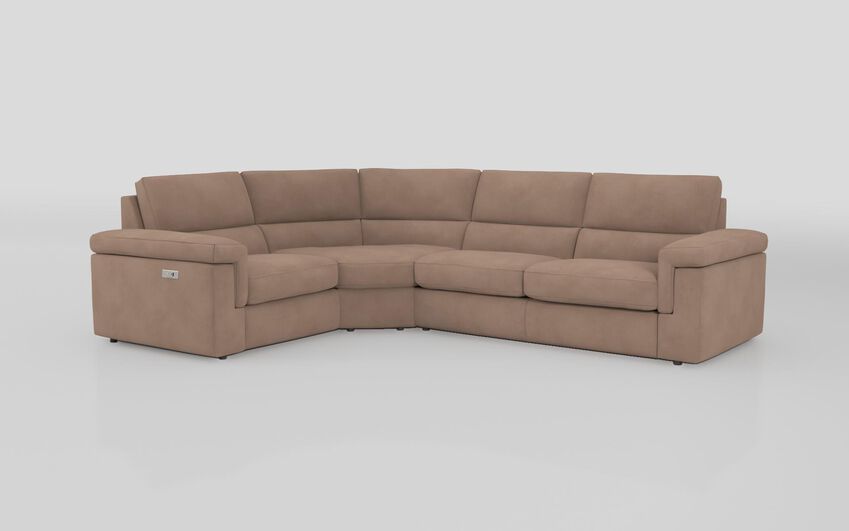 Green Fabric Crociale 1 Corner 3 Sofa Bed with Left Hand Facing Single Power Recliner