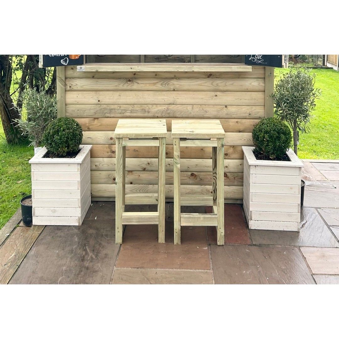 Churnet Valley Garden Furniture Ltd Garden Bar Stool (Set of 2) - Timber - L38 x W36.5 x H80 cm in Brown