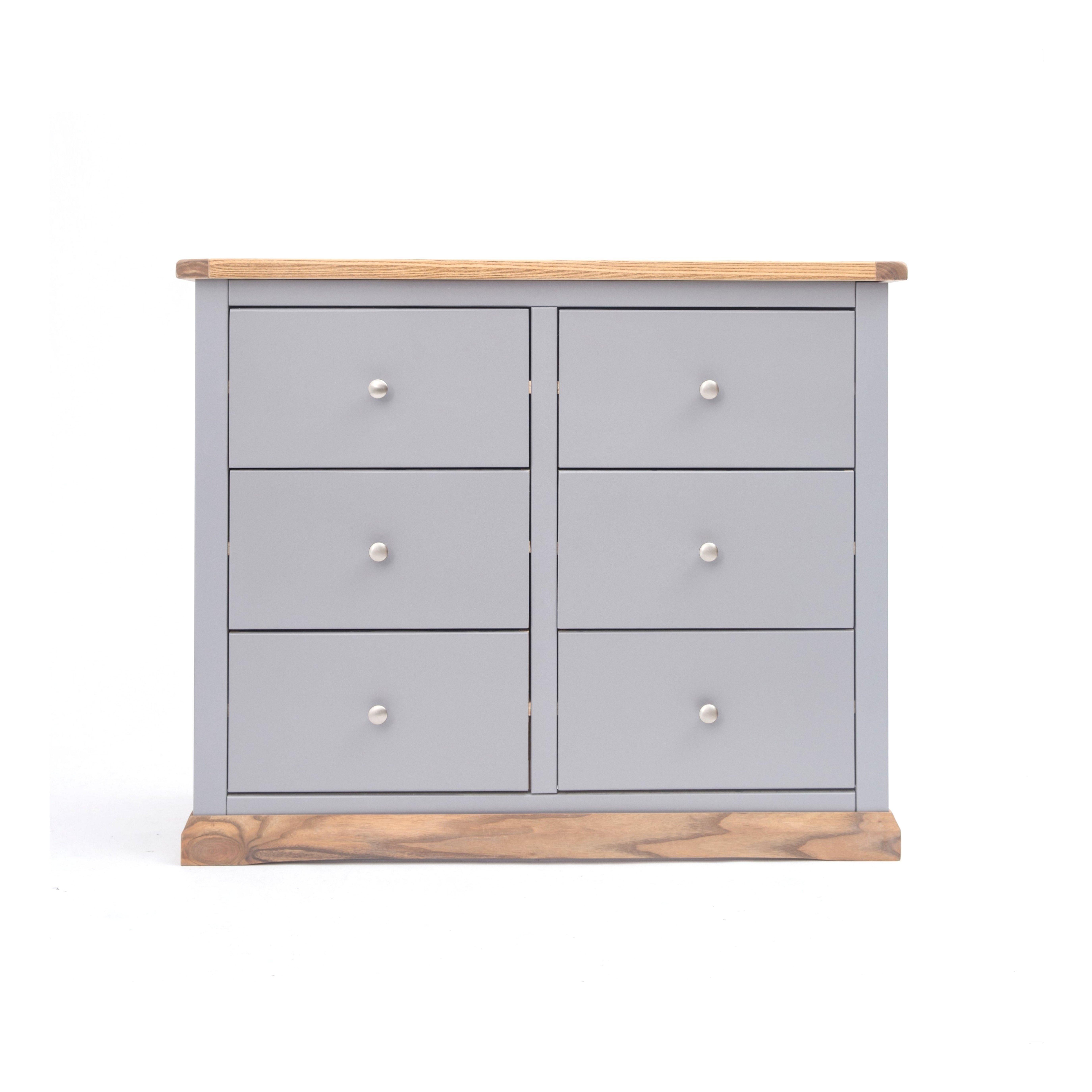 Cabinet Bits Biccari 6 Drawer Chest of Drawers Chrome Knob in Grey