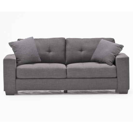 Vivaldi Fabric 3 Seater Sofa In Charcoal With 2 Scatter Cushions