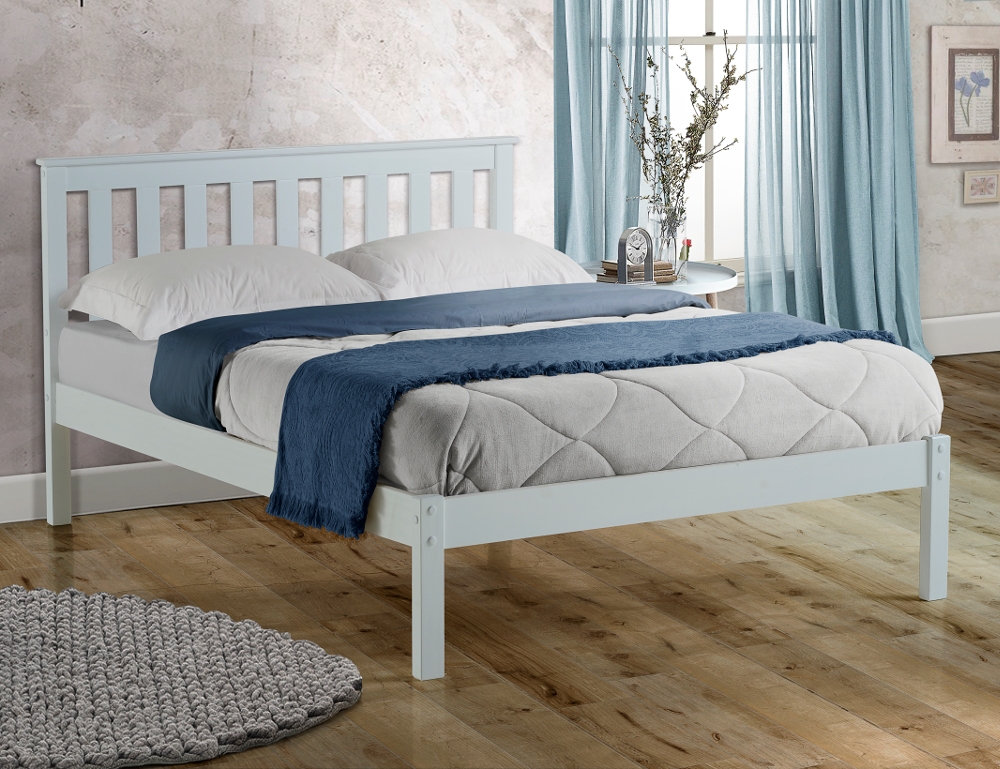 Wooden Bed Frame 4ft6 Double Denver White Solid