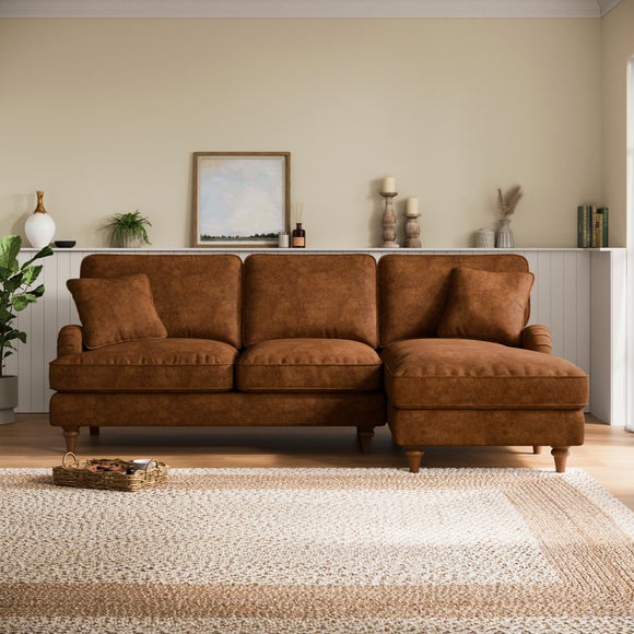 Beatrice II Relaxed Faux Leather Corner Chaise Sofa