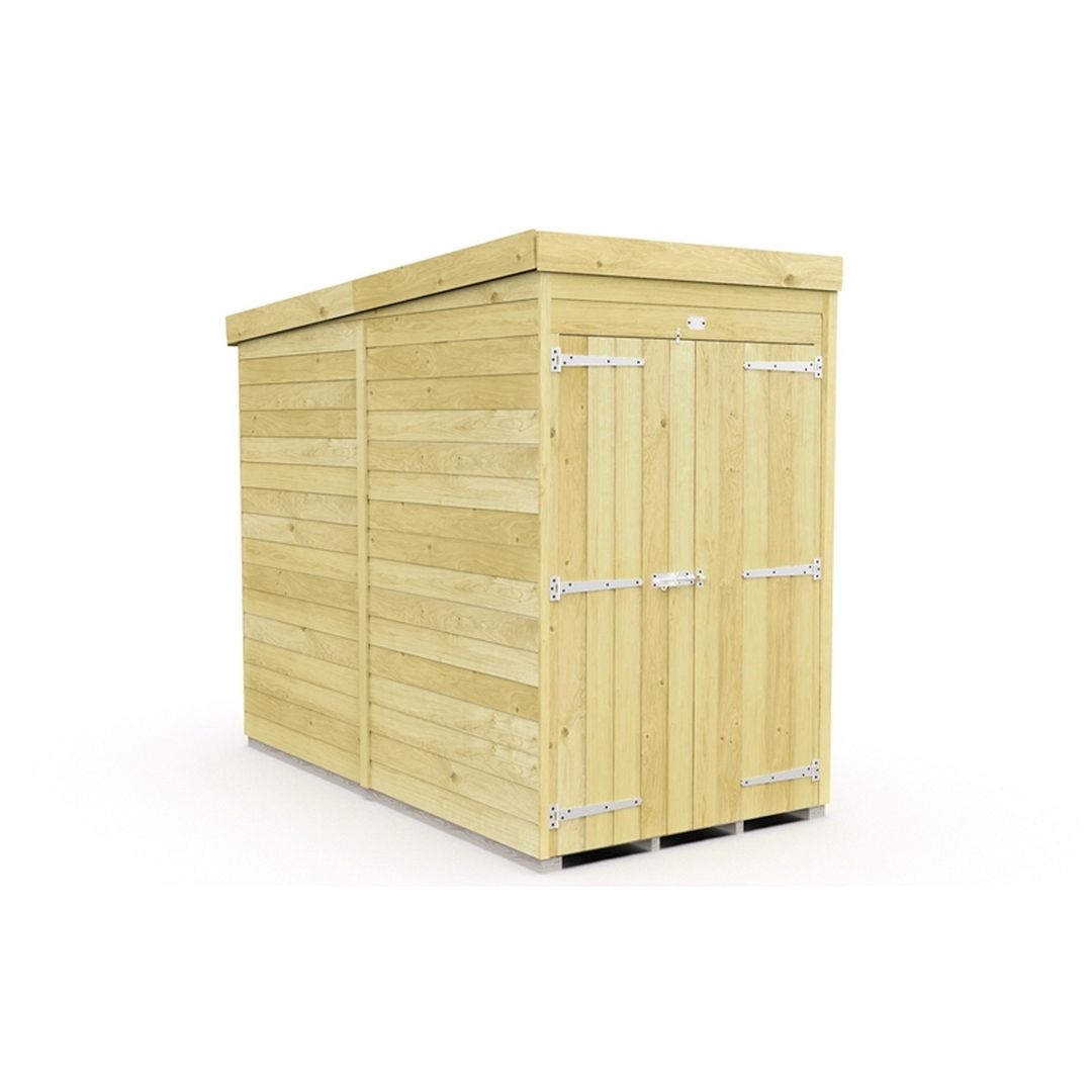 Buttercup Farm 4 x 8 Feet Pent Shed - Double Door W/O Windows - L231 x W127 x H201 cm in Brown