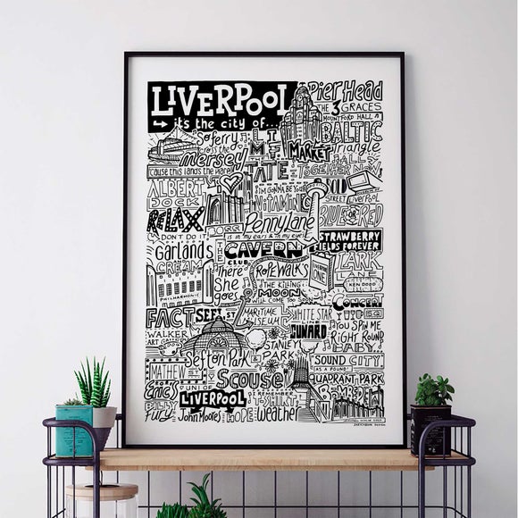 Sketchbook Design Liverpool Landmarks Framed Print