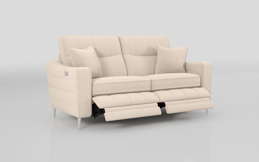 White Fabric Gretna 2 Seater Power Recliner Sofa