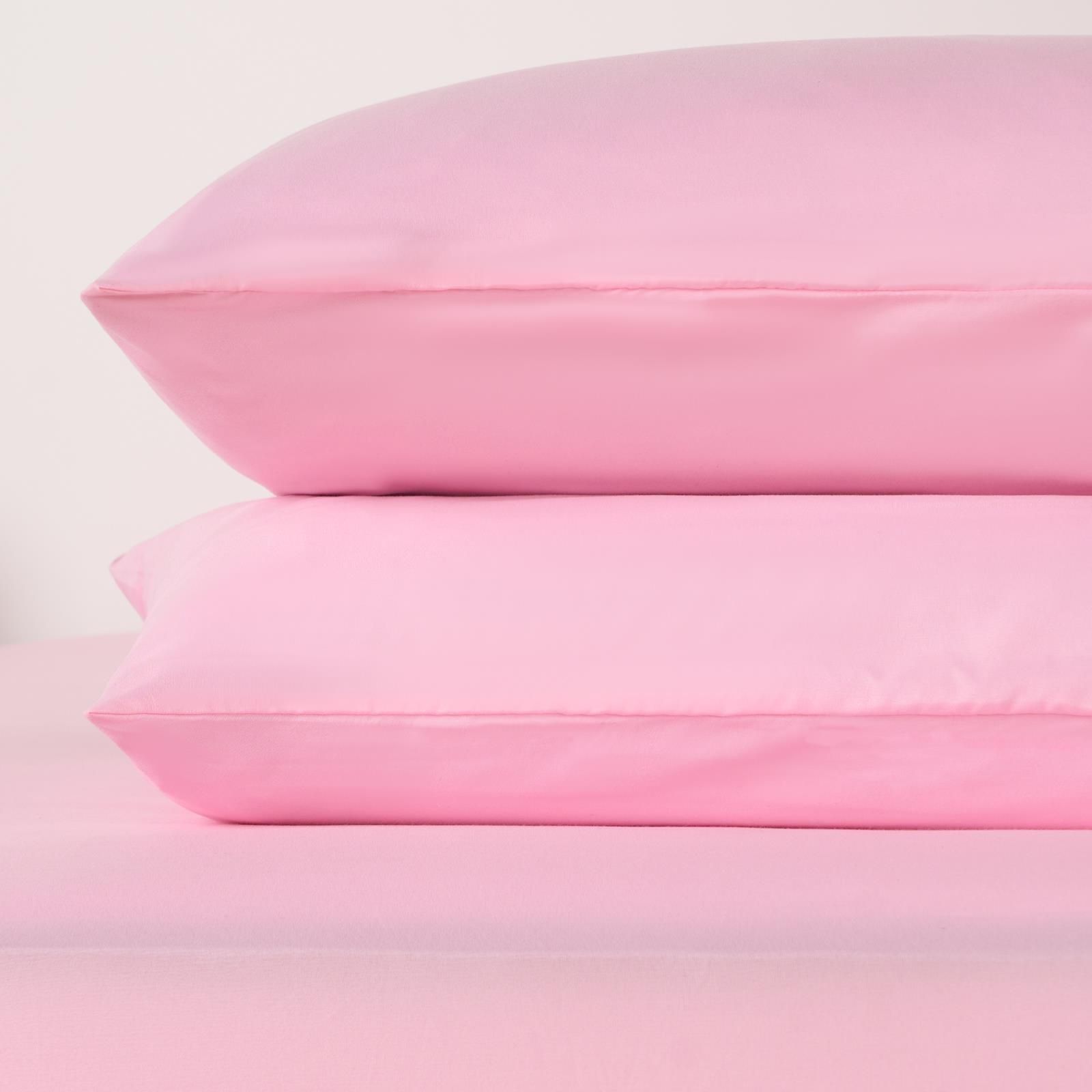 OHS 2 Pack Soft Microfibre Wrinkle Resistant Housewife Pillowcases in Pink