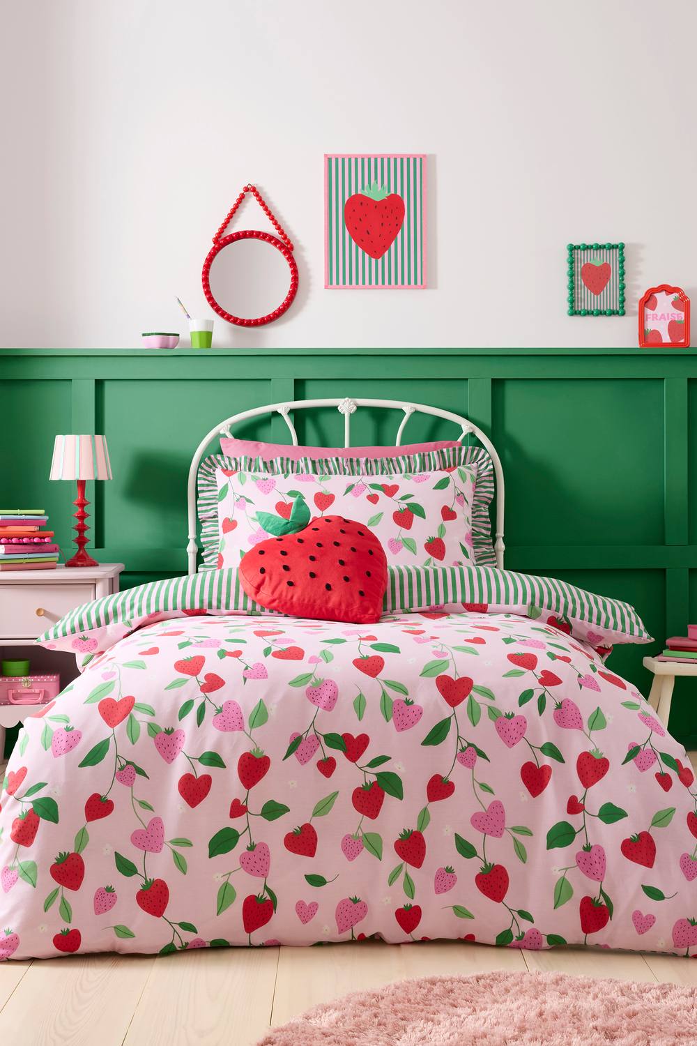Bedlam 'Fun Strawberries' Easy Care Duvet Cover Set in Pink