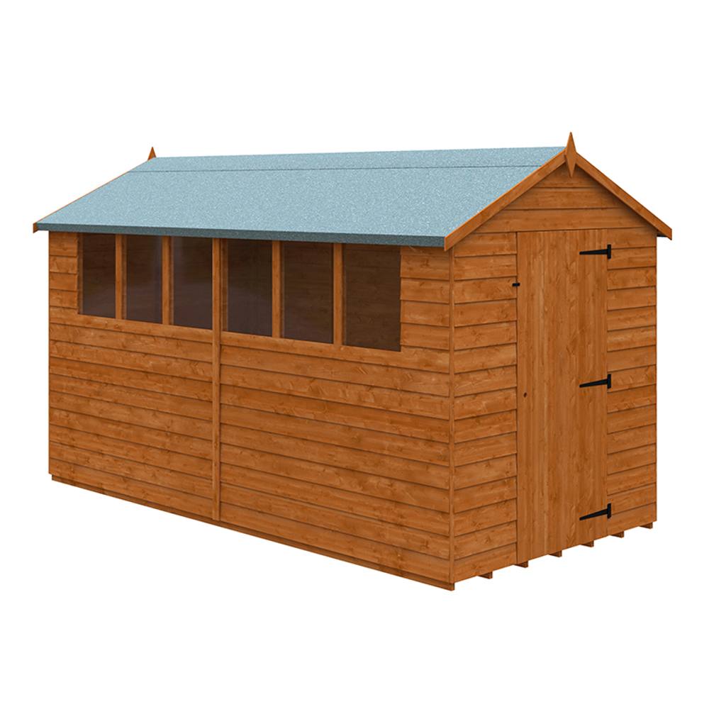 Buttercup Farm 12 x 6 Feet Budget Apex 9mm Shed - Solid Wood/Softwood/Pine in Burnt Orange