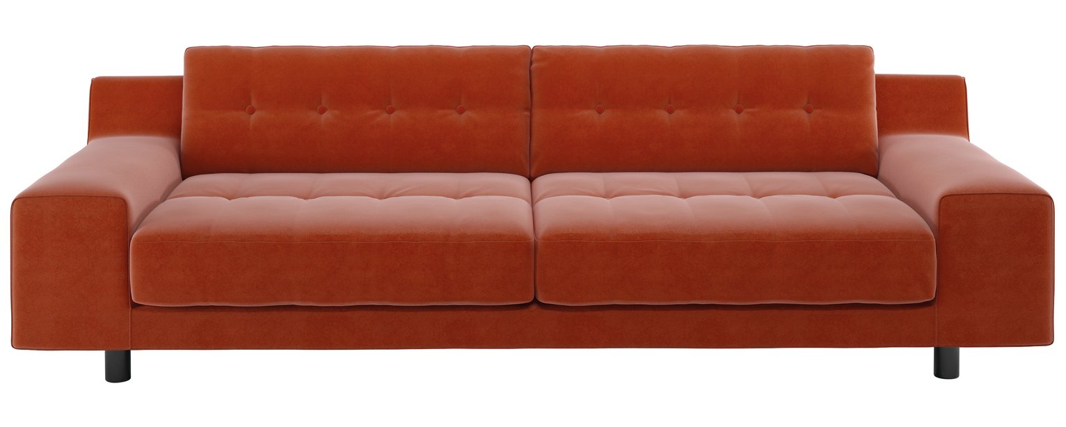 Habitat Hendricks 4 Seater Velvet Sofa - Orange
