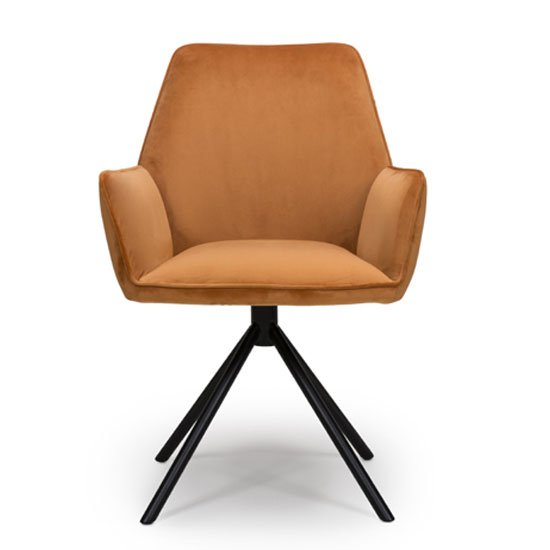 Uno Velvet Fabric Dining Chair In Burnt Orange