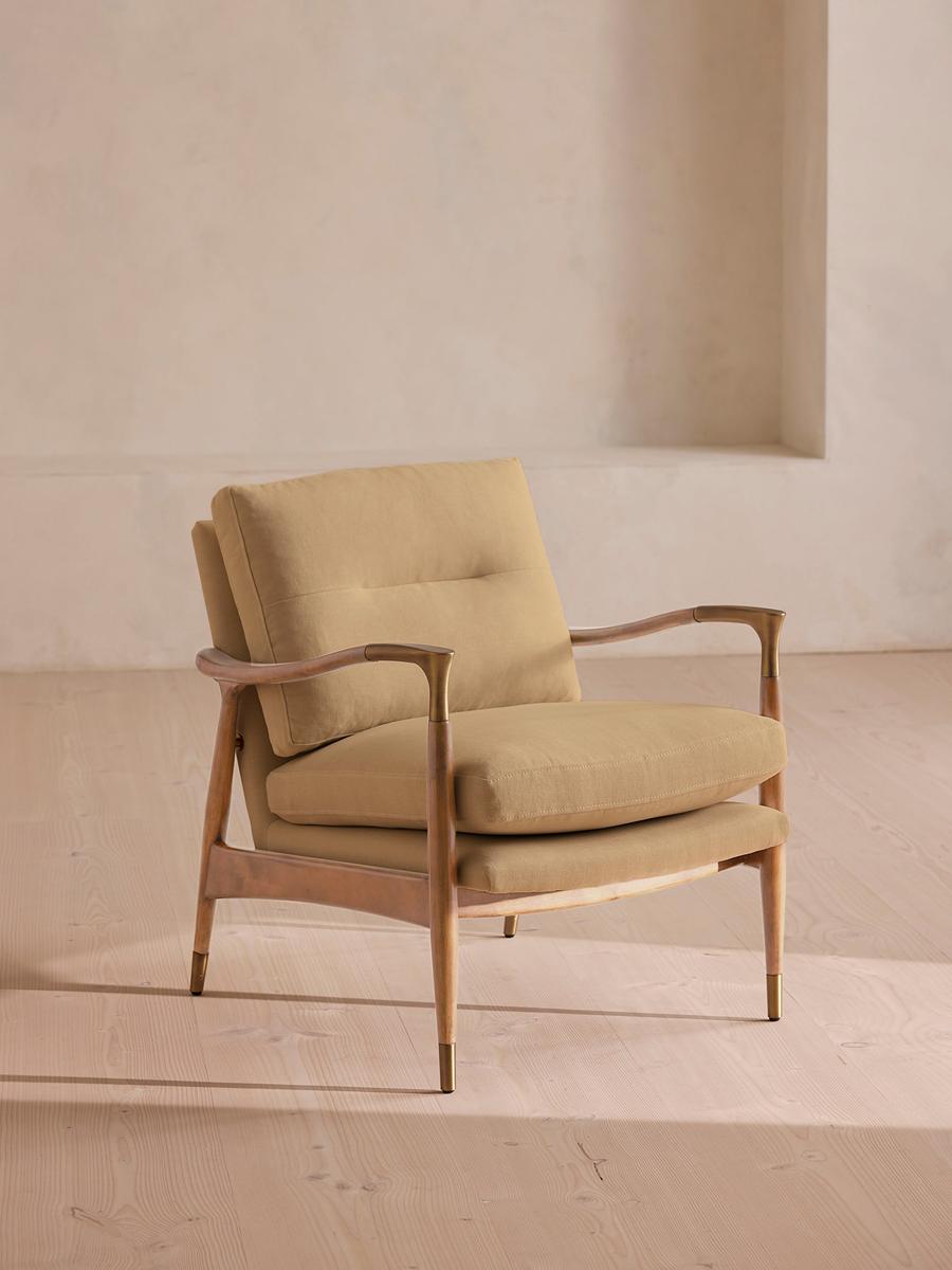 Theodore Oak Armchair, Linen, Wheat