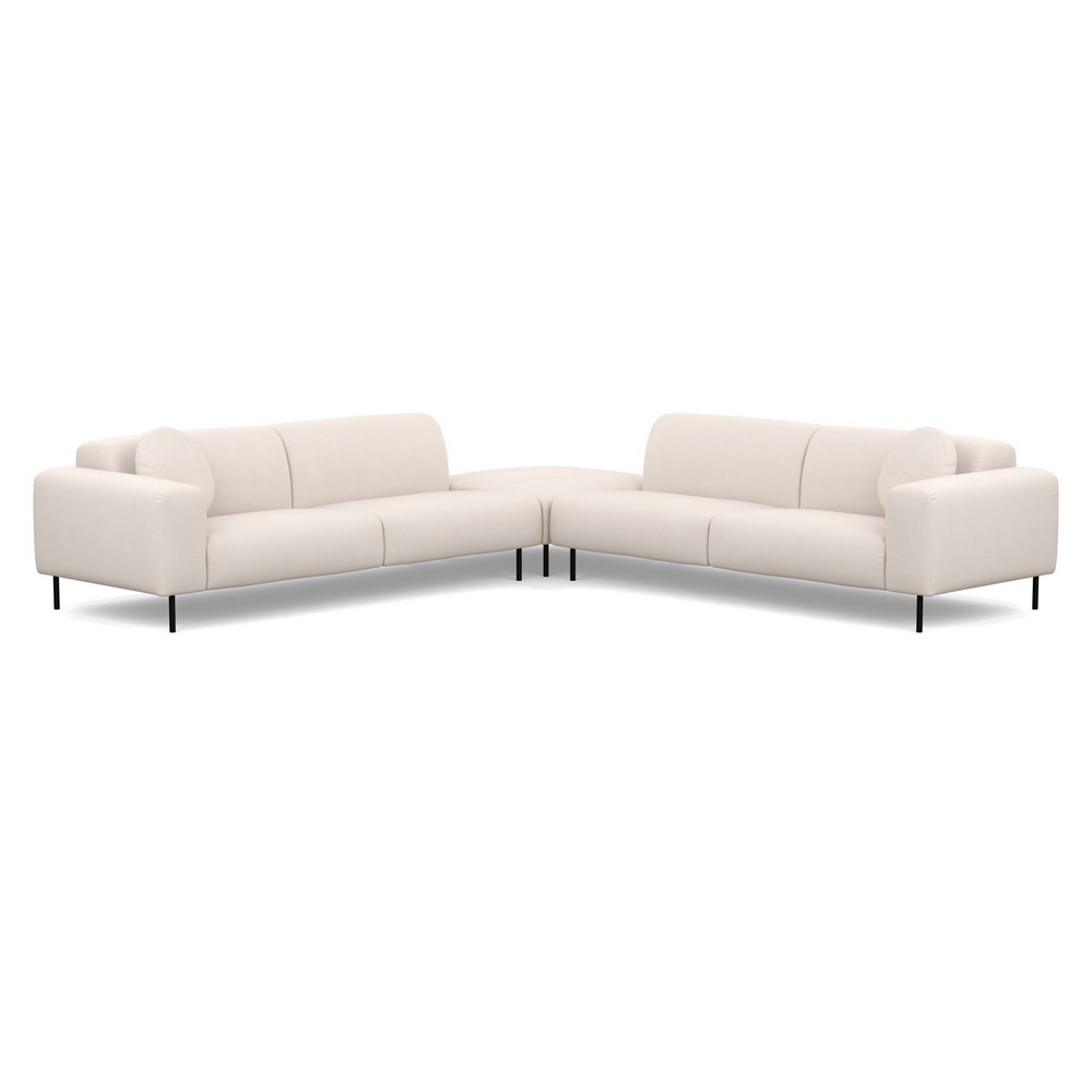 Heal's Luna Large Corner Sofa Siena Cotton Natural Black Feet