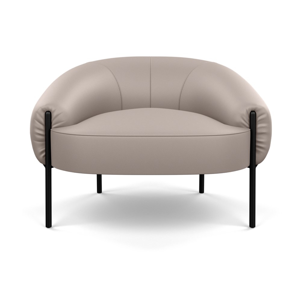 Heal's Isola Armchair Leather Grain Light Grey 060 Black Feet