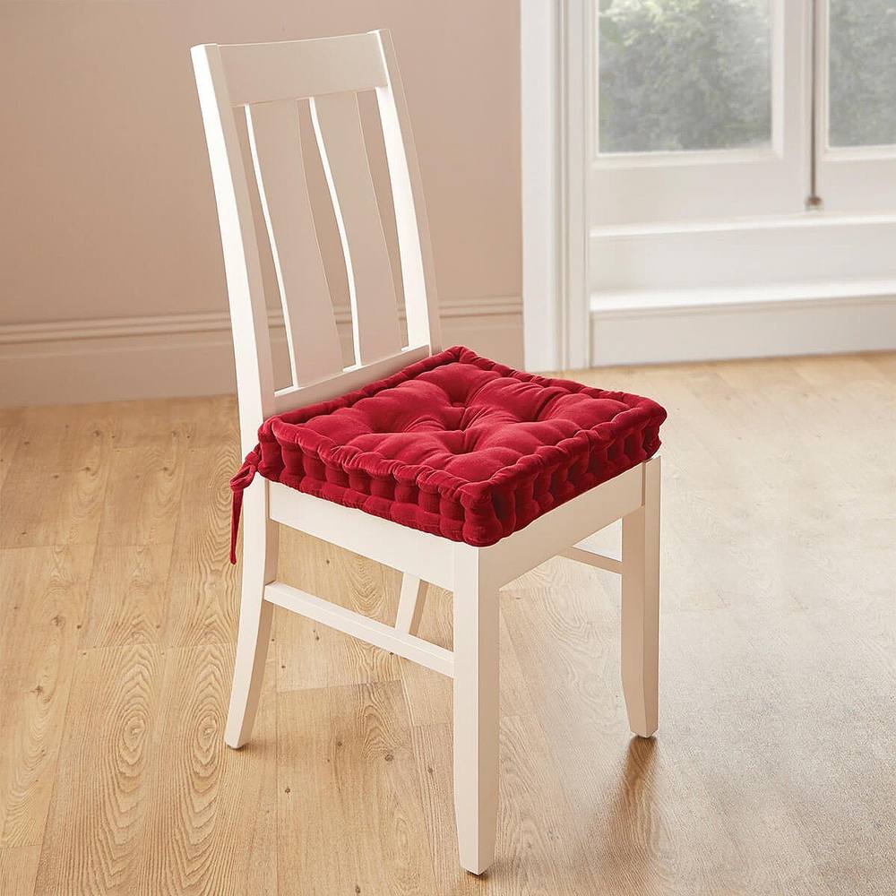 Coopers of Stortford Dining Chair Booster Cushions, Handmade Cotton Velvet in Terracotta