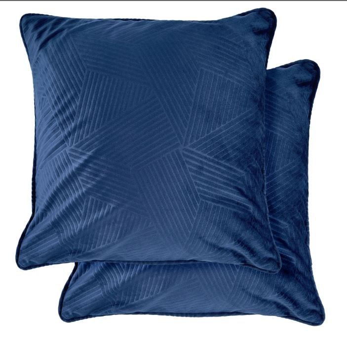 New Edge Blinds Deco Collection Soft Velvet Geometric Cushion Cover in Blue