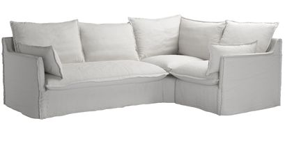 Isaac Asym: LHF 2 Seat Sofa Bed w RHF Single in Alabaster Brushed Linen Cotton - sofa.com